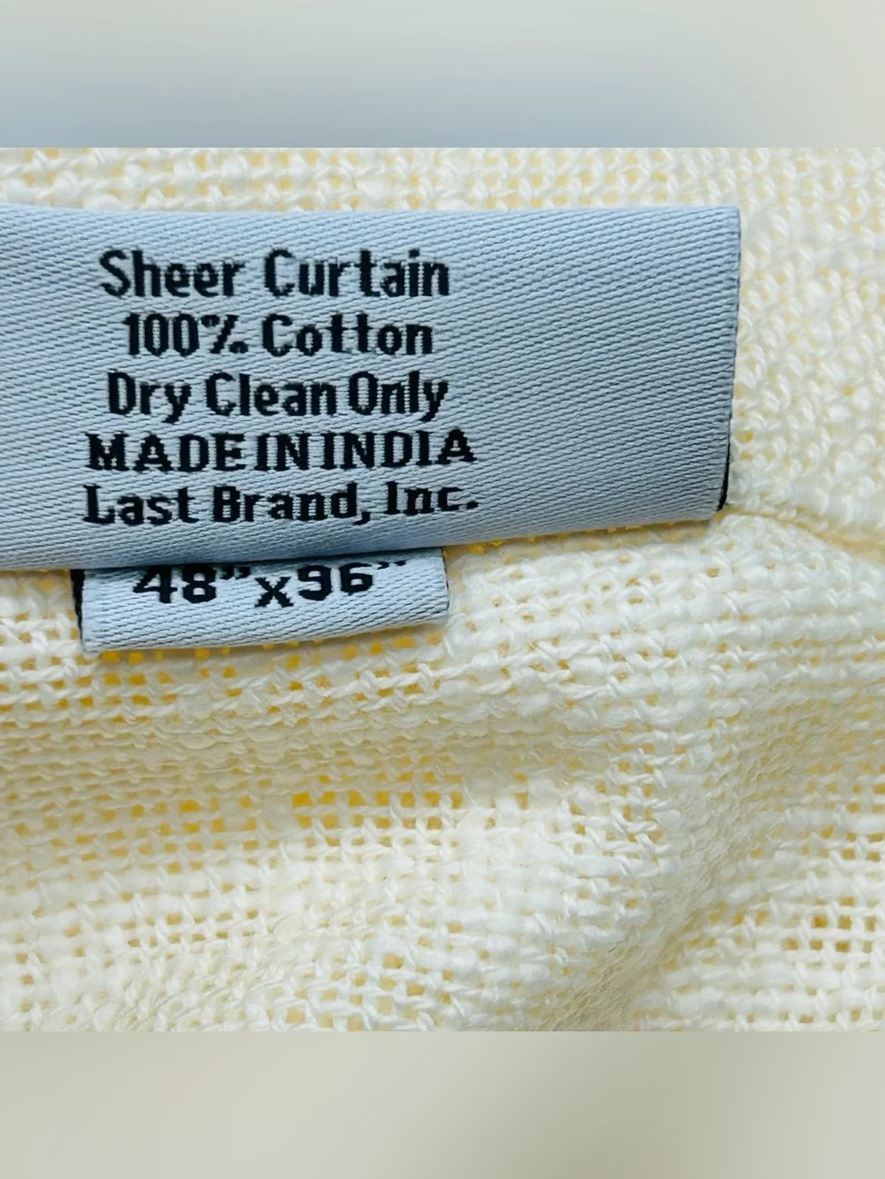 NWT QUINCE Set Of 2 48x96 Cotton Sheer Curtains Ivory 9316